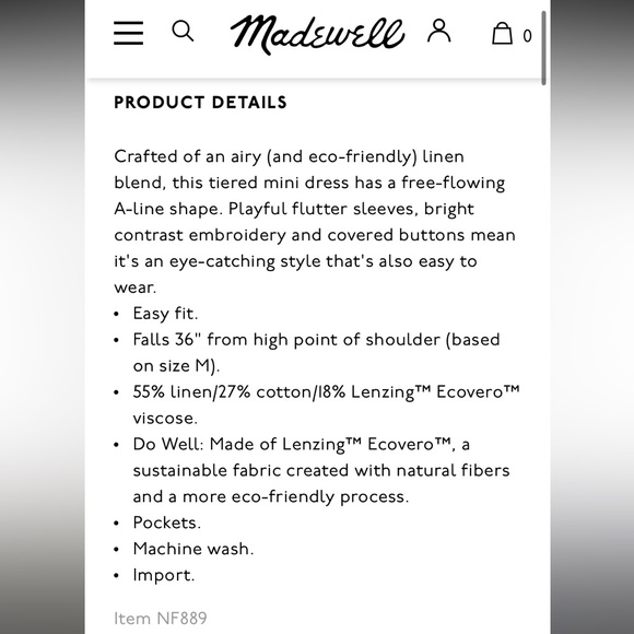 Embroidered Linen-Blend Flutter-Sleeve Mini Dress - Picture 9 of 9